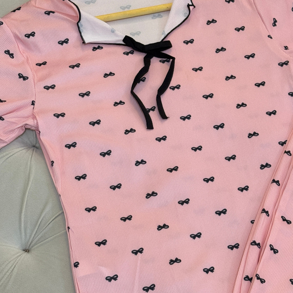 Cutest little bow printed pajama set