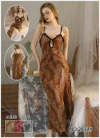 Leopard Print Front Slit Gown