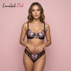 Pink Butterfly Bow Tie Bra Set