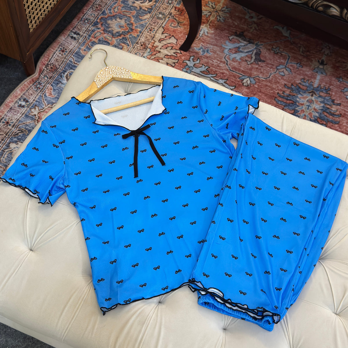 Cutest little bow printed pajama set