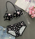 Kitty Print Front Open 4-in-1 Push Up Bra & Panty Set – Pack of 3