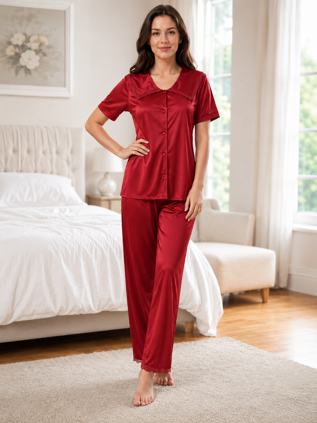 Three Piece Bridal Pajama and Shorts Set