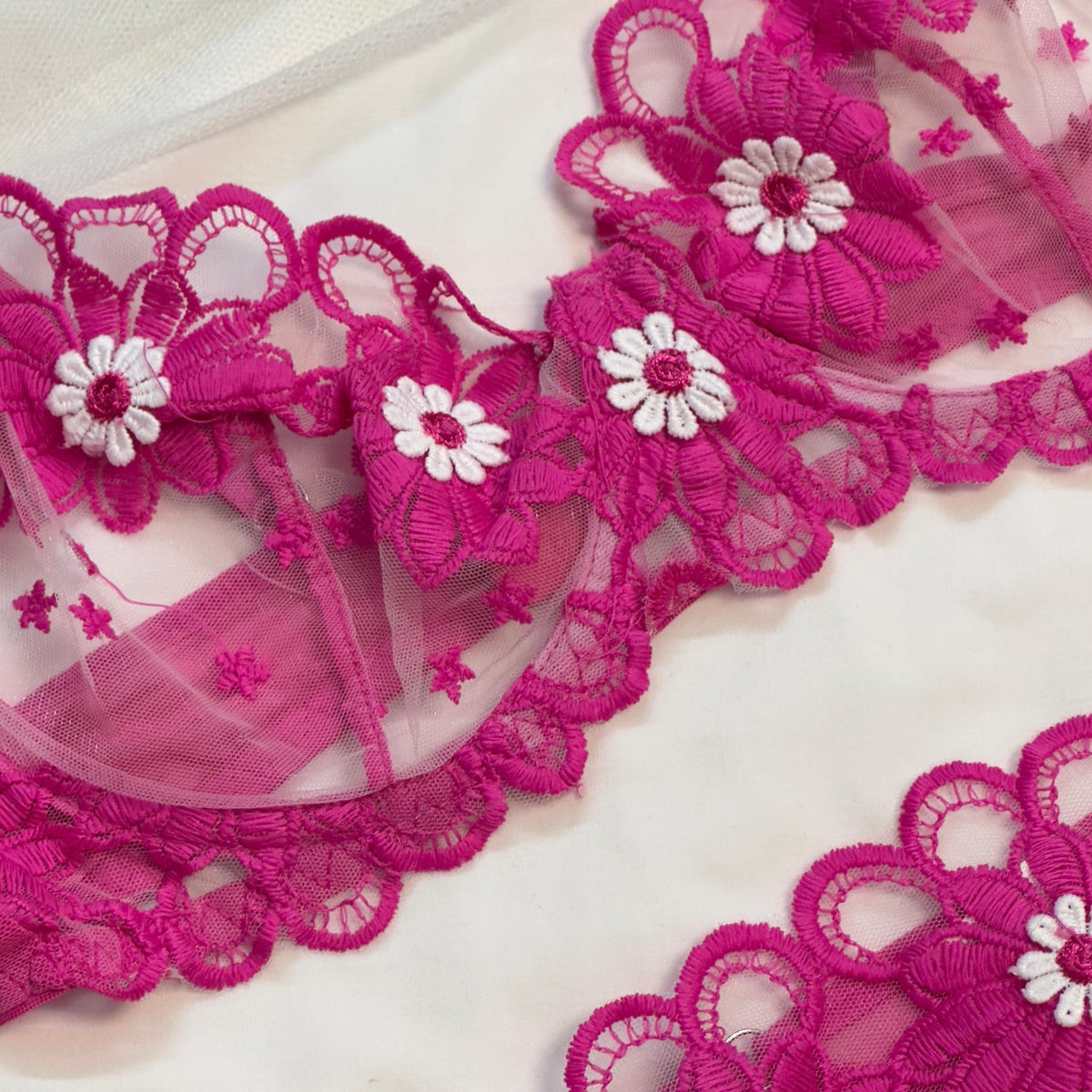Pink Bloom Net Bra Set