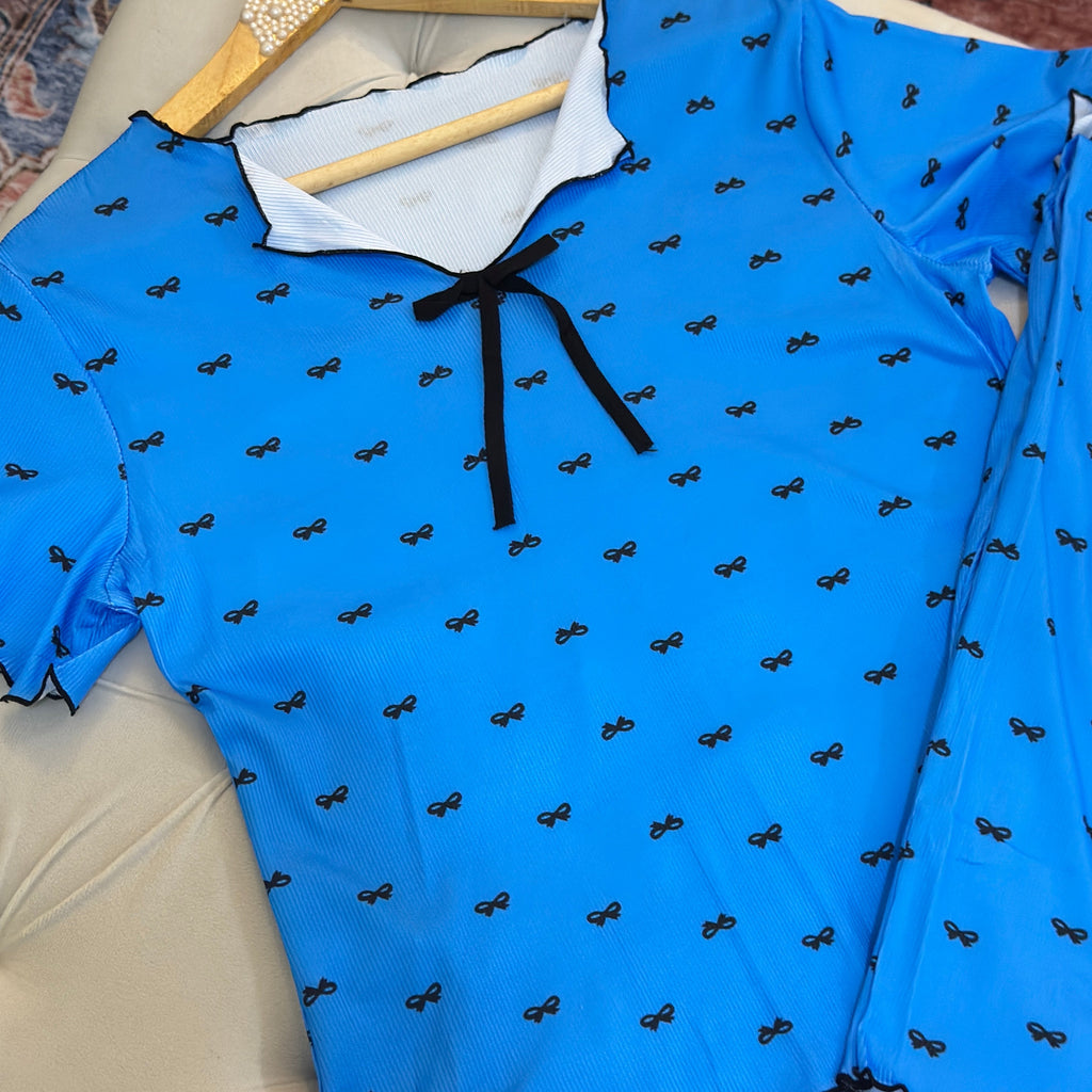 Cutest little bow printed pajama set