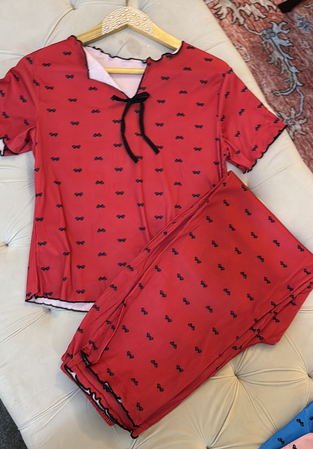 Cutest little bow printed pajama set