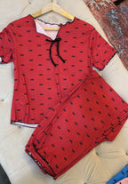 Cutest little bow printed pajama set
