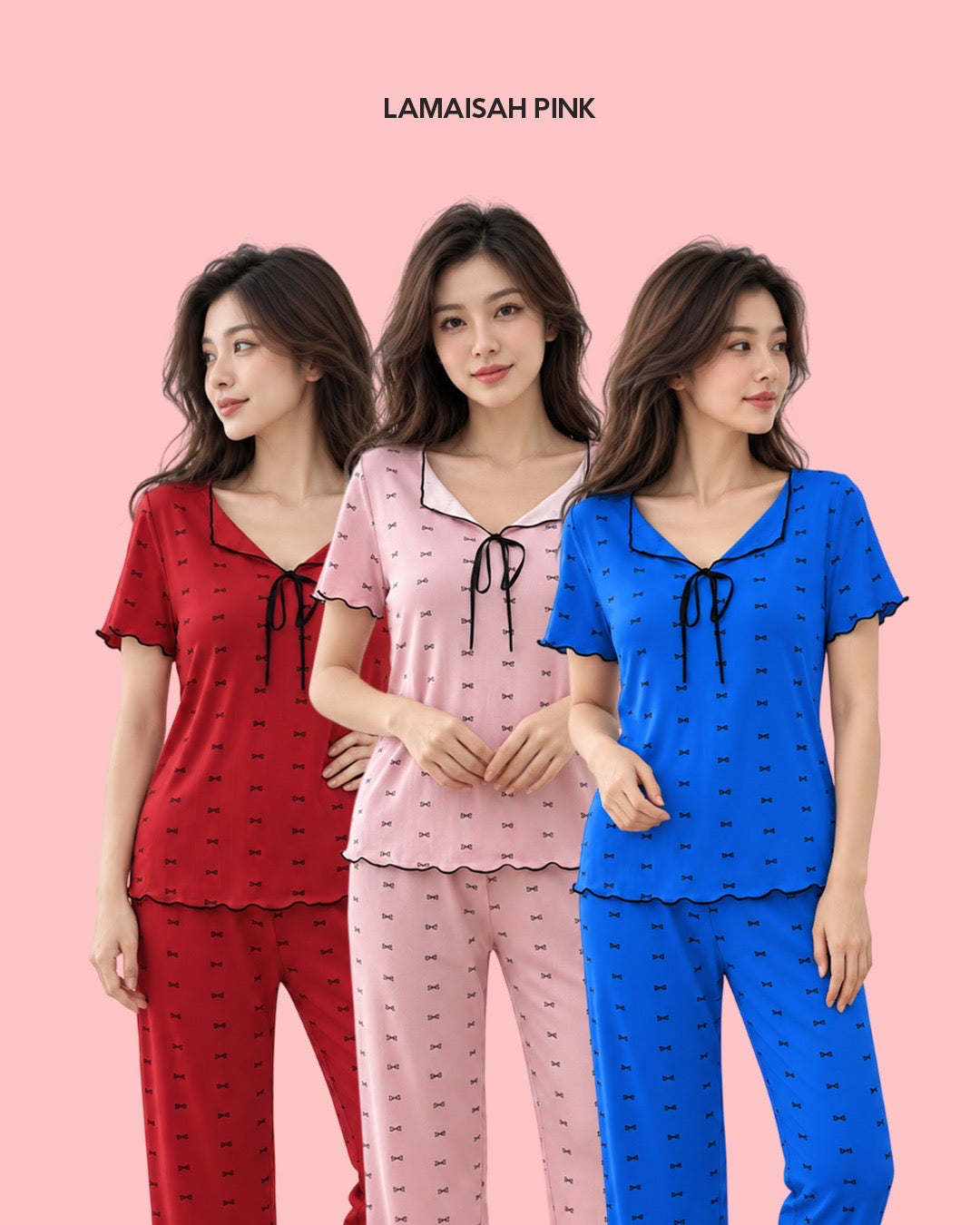 Cutest little bow printed pajama set