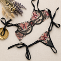 Coral Butterfly Bow Tie Net Bra Set