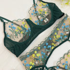 Floral Net Embroidered 4 piece Garter Set
