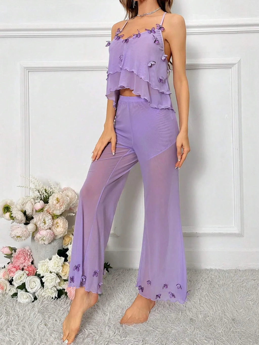 Mesh Two piece Pajama Set
