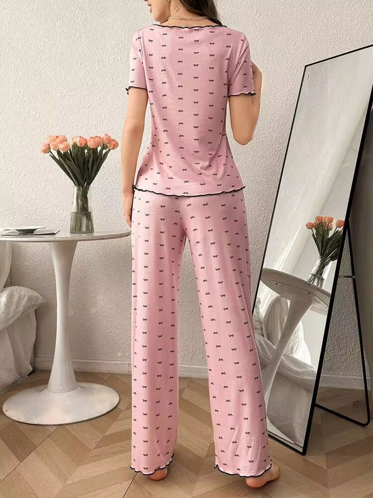 Cutest little bow printed pajama set