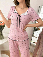 Cutest little bow printed pajama set