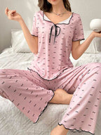 Cutest little bow printed pajama set