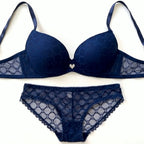 Heart Charm Lace Push Up Bra & Panty Set