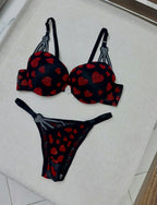 Glitter Heart Rhinestone Push Up Bra & Panty Set – Pack of 3