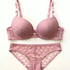 Heart Charm Lace Push Up Bra & Panty Set